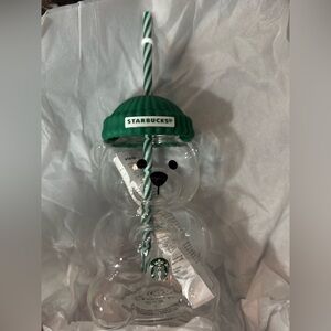 Starbucks Bear Mug with Green Lid and Straw